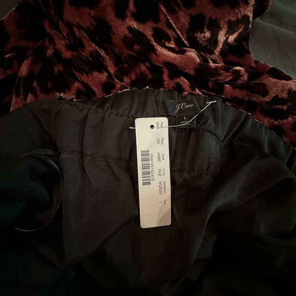 J. Crew Plush Rose Velvet Leopard Cat Print 🐆 Skirt Pull-On NWT Pink Kitty Cat L - Picture 7 of 12